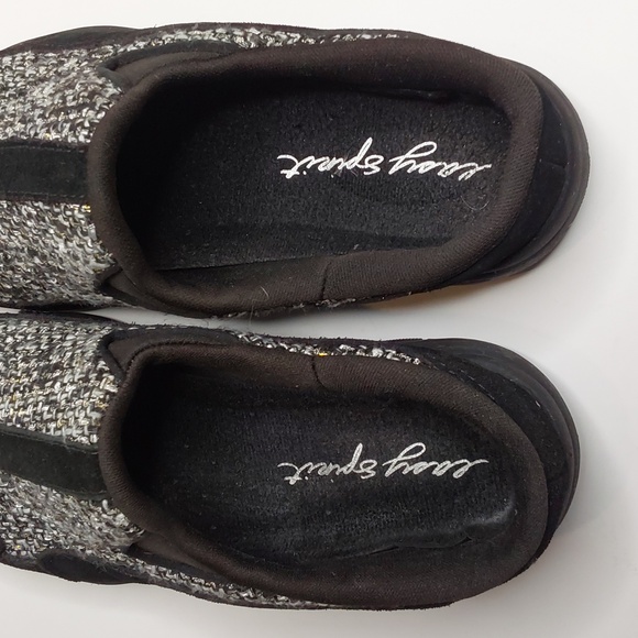 Easy Spirit traveltime278 mule 7M black suede metallic tweed - Picture 4 of 7